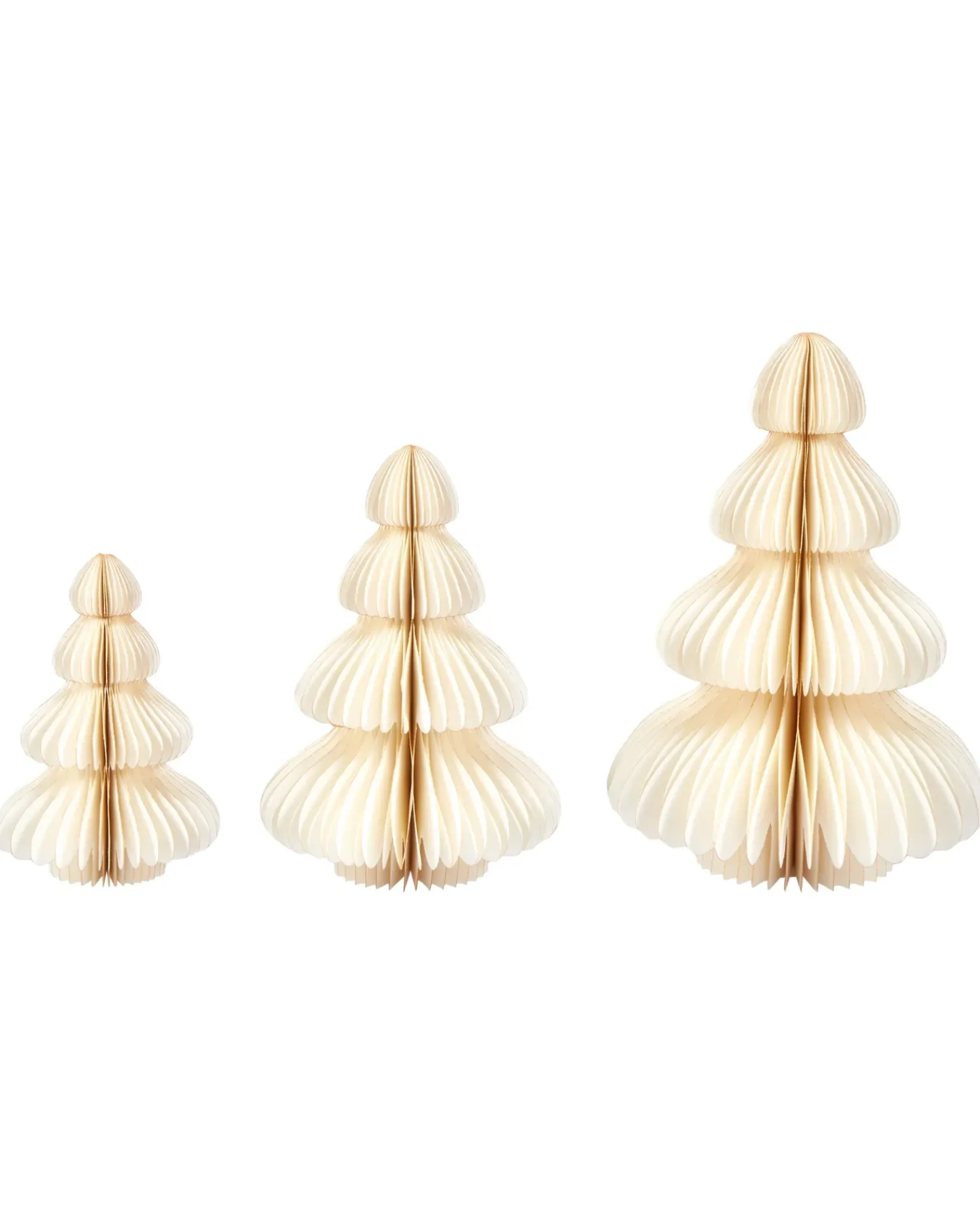 Beliani Set di 3 figure NILGIRI Albero di Natale 15/20/25 cm Beige