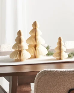 Beliani Set di 3 figure NILGIRI Albero di Natale 15/20/25 cm Beige