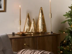 Beliani Set di 3 figure OYEREN Albero di Natale 21/29/37 cm Oro