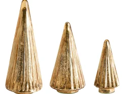 Beliani Set di 3 figure OYEREN Albero di Natale 21/29/37 cm Oro