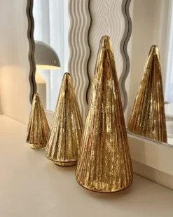 Beliani Set di 3 figure OYEREN Albero di Natale 21/29/37 cm Oro