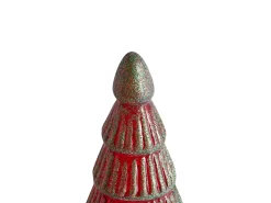 Outlet Beliani Set di 2 figure PURUVESI Albero di Natale 31/36 cm Rosso/Verde Rosso Verde