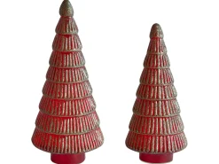 Outlet Beliani Set di 2 figure PURUVESI Albero di Natale 31/36 cm Rosso/Verde Rosso Verde