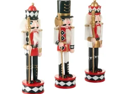 Discount Beliani Set di 3 figure RICKLEAN Schiaccianoci 30 cm Rosso/Bianco Bianco Nero Oro Rosso