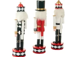 Discount Beliani Set di 3 figure RICKLEAN Schiaccianoci 30 cm Rosso/Bianco Bianco Nero Oro Rosso