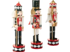 Discount Beliani Set di 3 figure RICKLEAN Schiaccianoci 30 cm Rosso/Bianco Bianco Nero Oro Rosso