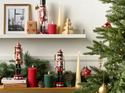 Discount Beliani Set di 3 figure RICKLEAN Schiaccianoci 30 cm Rosso/Bianco Bianco Nero Oro Rosso