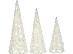 Outlet Beliani Set di 3 figure ROSAN Albero di Natale 40/50/60 cm Bianco