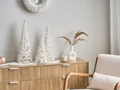 Outlet Beliani Set di 3 figure ROSAN Albero di Natale 40/50/60 cm Bianco