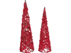 Clearance Beliani Set di 2 figure ROSAN Albero di Natale 52/60 cm Rosso