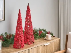 Clearance Beliani Set di 2 figure ROSAN Albero di Natale 52/60 cm Rosso