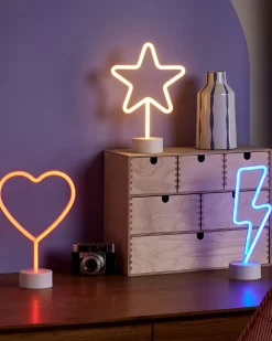 Hot Beliani Set di 3 insegne LED al neon FLORETTA Multicolore Giallo Rosso Blu Multicolore