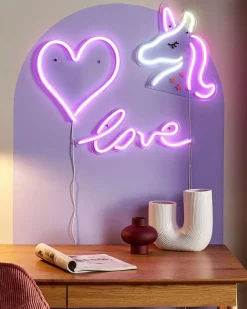 Beliani Set di 3 insegne LED al neon SUSIE Rosa