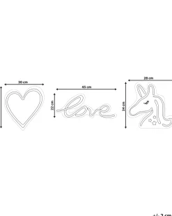 Beliani Set di 3 insegne LED al neon SUSIE Rosa