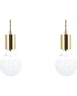 Discount Beliani Set di 2 lampadari ANZA Vetro Oro Oro Trasparente
