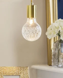 Discount Beliani Set di 2 lampadari ANZA Vetro Oro Oro Trasparente