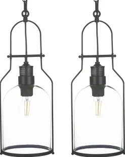 New Beliani Set di lampadari BASHILO Metallo Nero