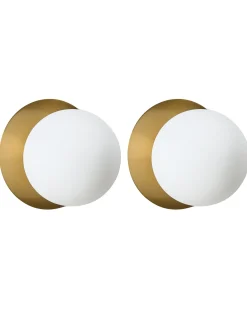Clearance Beliani Set di 2 lampade da parete BOUBLE Metallo Oro