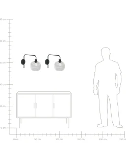 Hot Beliani Set di 2 lampade da parete COMAPALA Metallo Nero