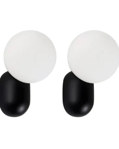 Online Beliani Set di 2 lampade da parete HELME Nero Bianco Nero