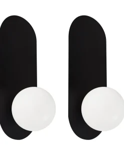 Beliani Set di 2 lampade da parete LEISI Nero Bianco Nero