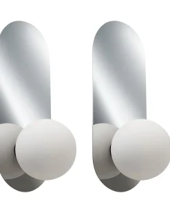 Best Beliani Set di 2 lampade da parete LEISI Argento Bianco Argento