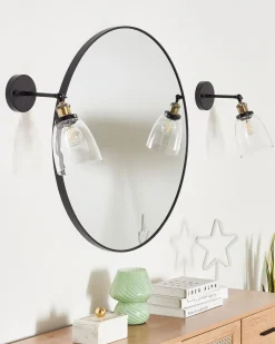 New Beliani Set di 2 lampade da parete LOVAT Regolabile Metallo Trasparente Nero