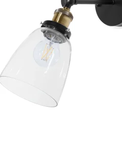 New Beliani Set di 2 lampade da parete LOVAT Regolabile Metallo Trasparente Nero