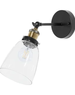 New Beliani Set di 2 lampade da parete LOVAT Regolabile Metallo Trasparente Nero