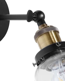 New Beliani Set di 2 lampade da parete LOVAT Regolabile Metallo Trasparente Nero