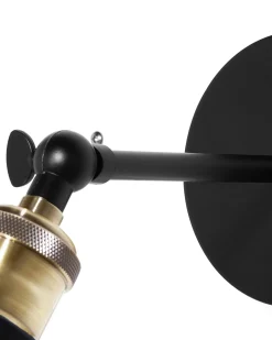 New Beliani Set di 2 lampade da parete LOVAT Regolabile Metallo Trasparente Nero