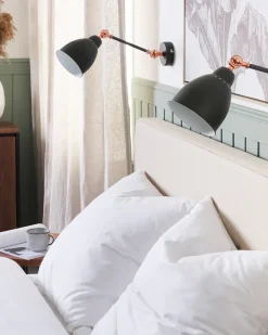 Outlet Beliani Set di 2 lampade da parete MISSISSIPPI Regolabile Metallo Grigio grafite Rame Grigio
