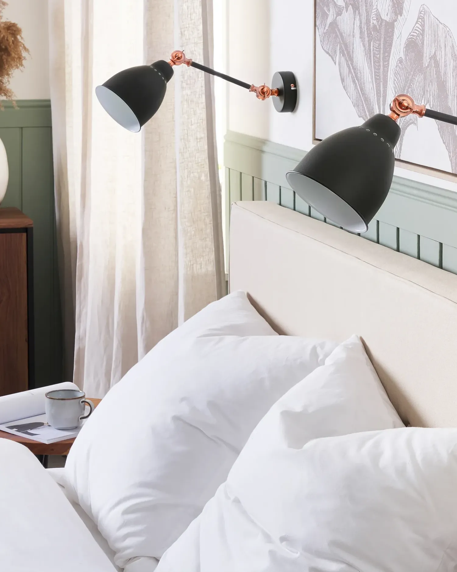 Outlet Beliani Set di 2 lampade da parete MISSISSIPPI Regolabile Metallo Grigio grafite Rame Grigio