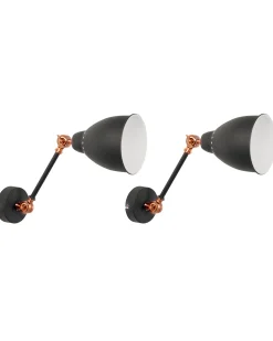 Outlet Beliani Set di 2 lampade da parete MISSISSIPPI Regolabile Metallo Grigio grafite Rame Grigio