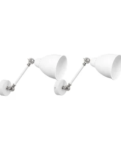 Hot Beliani Set di 2 lampade da parete MISSISSIPPI Regolabile Metallo Bianco Bianco Argento