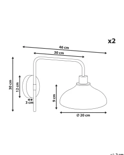 Clearance Beliani Set di 2 lampade da parete MOLINO Metallo Oro