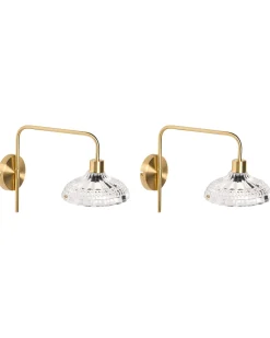 Clearance Beliani Set di 2 lampade da parete MOLINO Metallo Oro