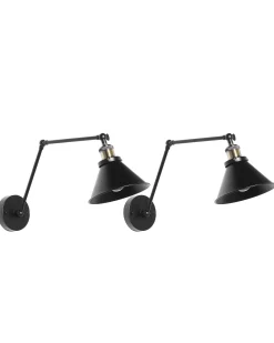 Best Beliani Set di 2 lampade da parete NARVA Regolabile Metallo Nero Ottone Nero