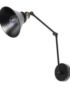 Best Beliani Set di 2 lampade da parete NARVA Regolabile Metallo Nero Ottone Nero