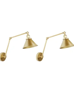 Discount Beliani Set di 2 lampade da parete NARVA Regolabile Metallo Oro
