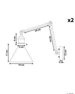 Discount Beliani Set di 2 lampade da parete NARVA Regolabile Metallo Oro
