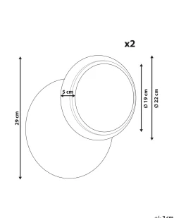 Clearance Beliani Set di 2 lampade da parete SEMNON LED Metallo Nero