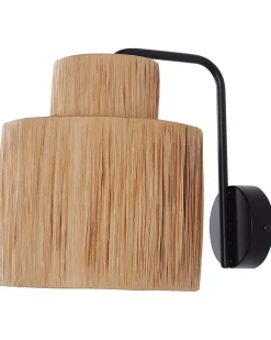 Online Beliani Set di 2 lampade da parete SHINFA Vimini Naturale Naturale Nero