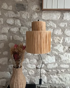 Online Beliani Set di 2 lampade da parete SHINFA Vimini Naturale Naturale Nero