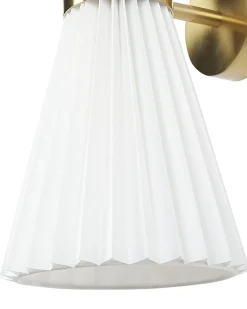 New Beliani Set di 2 lampade da parete TELANG Cotone Bianco Bianco Ottone