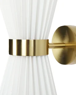 New Beliani Set di 2 lampade da parete TELANG Cotone Bianco Bianco Ottone
