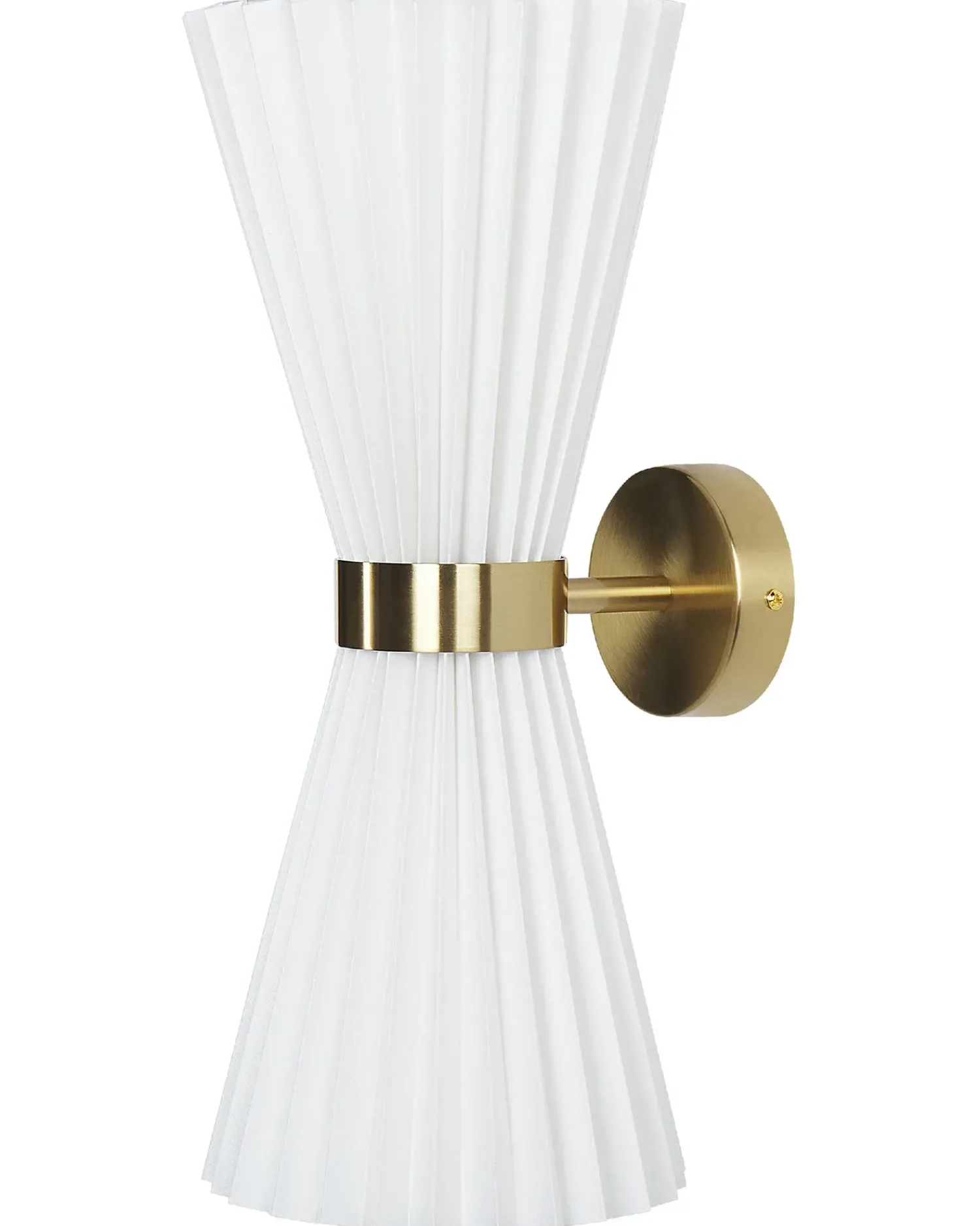 New Beliani Set di 2 lampade da parete TELANG Cotone Bianco Bianco Ottone