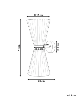New Beliani Set di 2 lampade da parete TELANG Cotone Bianco Bianco Ottone