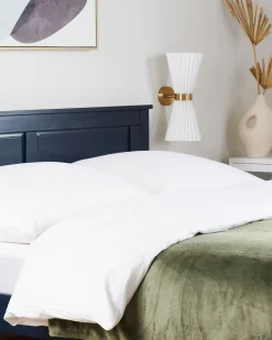 New Beliani Set di 2 lampade da parete TELANG Cotone Bianco Bianco Ottone