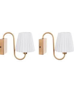 Best Beliani Set di 2 lampade da parete TOLKA Metallo Bianco Bianco Oro